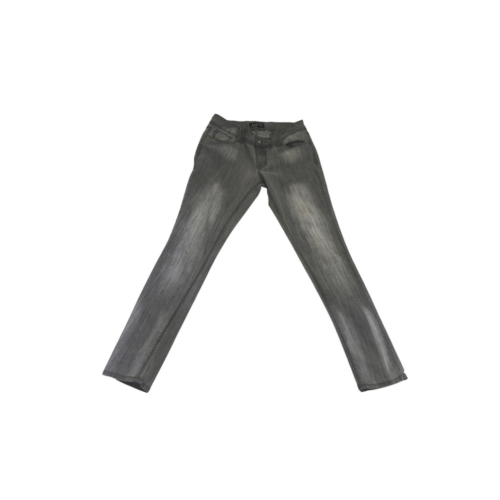 LEI Ashley Lowrise Skinny Jeans Gray Faded Studded Rhinestone Size 9 LJ20621RSDK